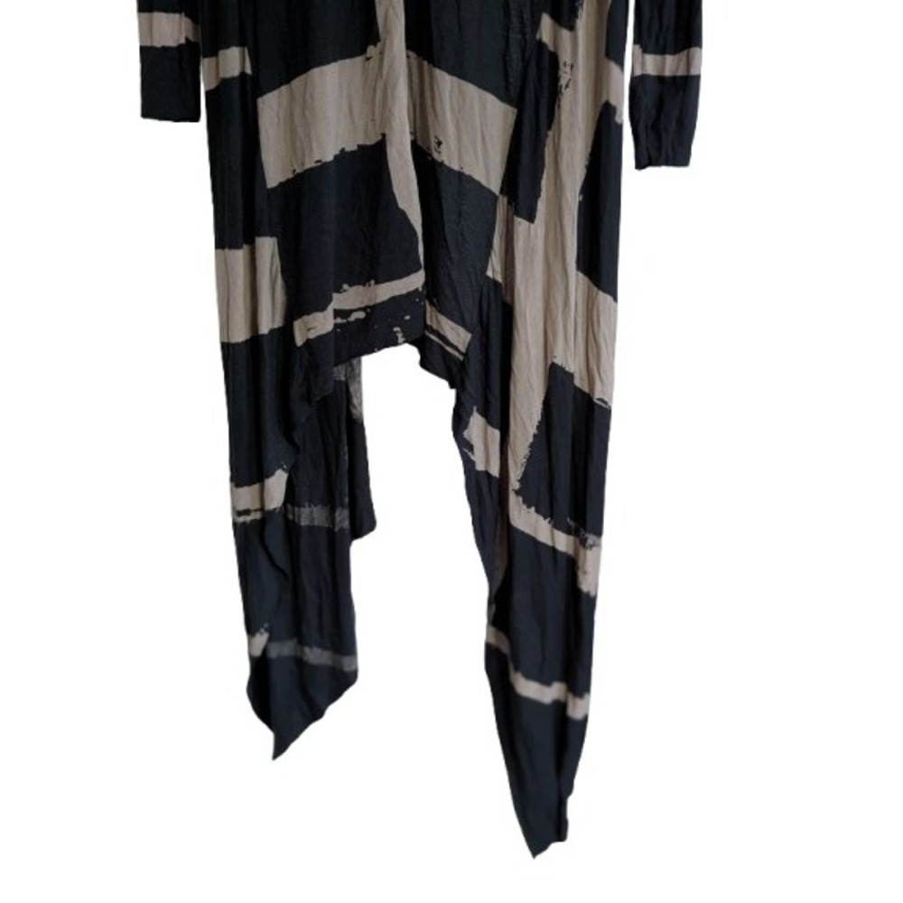 Religion Striped Longline Cardigan Open Front Duster Rayon Knit Gray Black S - Picture 5 of 11